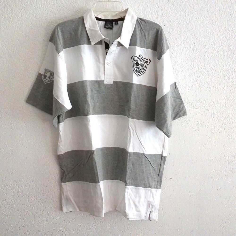 Burnside Men T-shirt, white and gray stripe